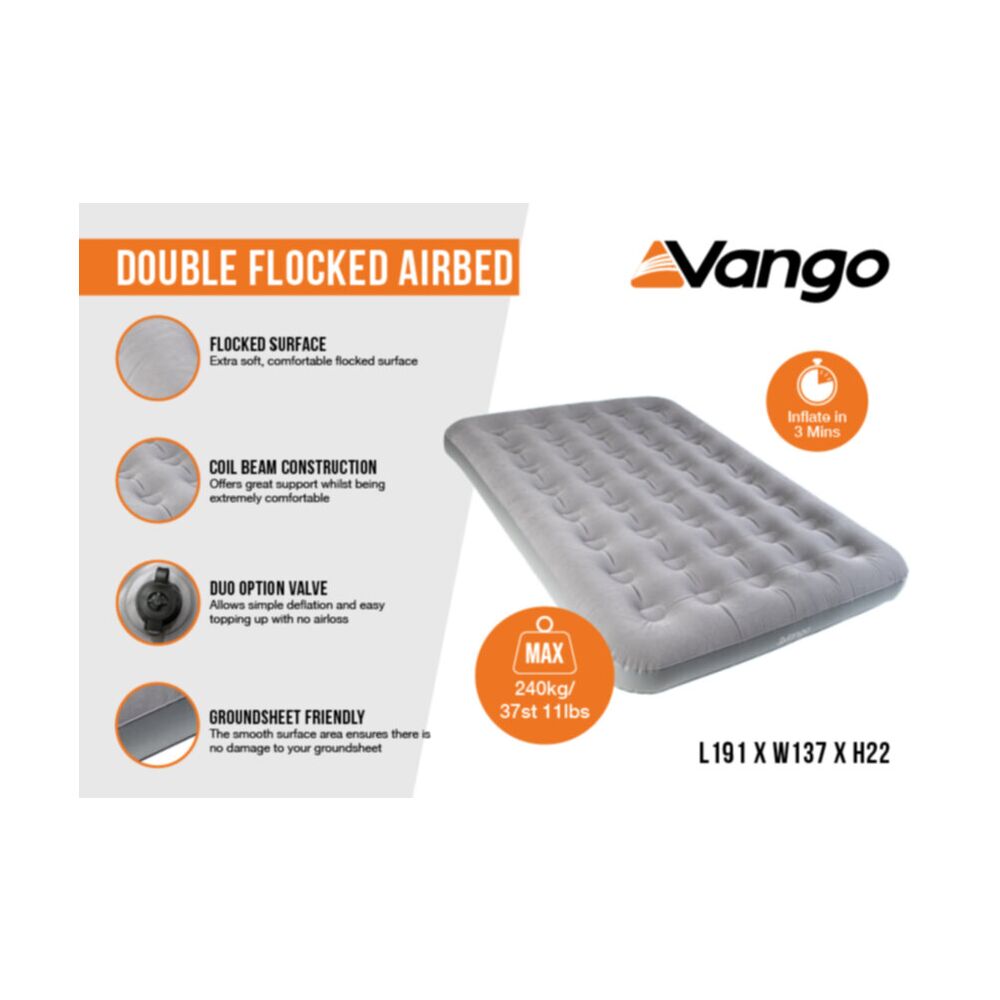 Vango Double Flock Airbed (Grey)