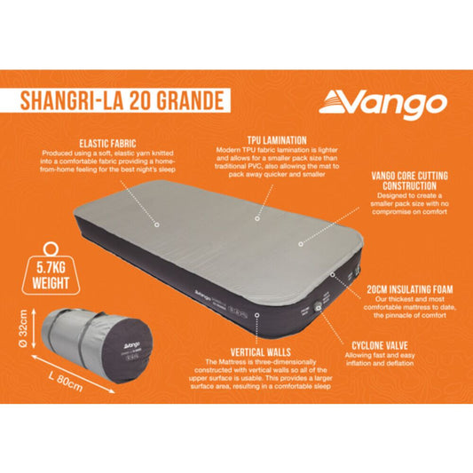 Vango Shangri-La II 20cm Grande Self-Inflating Mattress